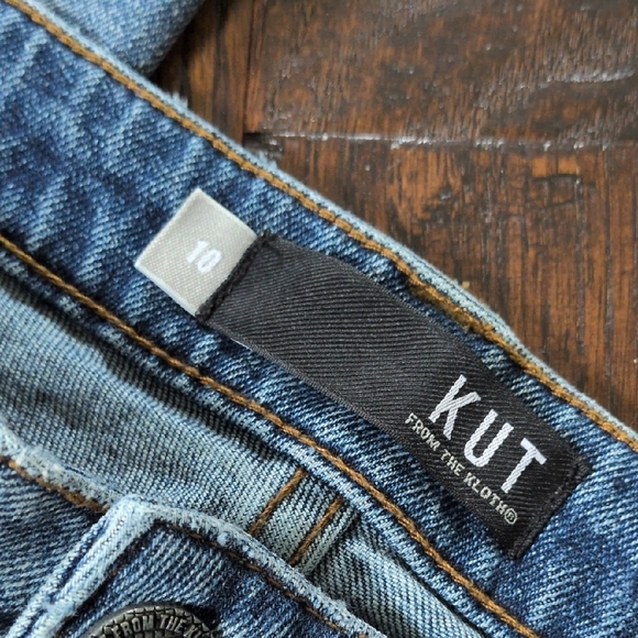 KUT FROM THE KLOTH I Reese Raw Edge Ankle Straight Leg Denim Blue Jeans, 10 - Picture 4 of 12